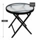 Összecsukható asztal üveglappal fekete Ø 45 cm acél