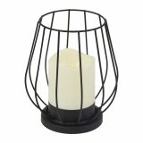 Fém gyertyatartó LED gyertya meleg fehér fekete/fehér