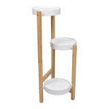 Virágtartó állvány bambusz/fém 36,5 x 33 x 70 cm fehér