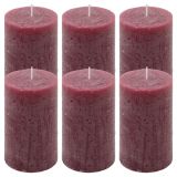Rusztikus gyertya készlet 11,5 cm Ø 6,8 cm  6 db bordó