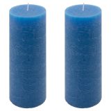 Rusztikus gyertya készlet 20 cm Ø 7,5 cm 2 db kék