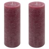 Rusztikus gyertya készlet 20 cm Ø 7,5 cm 2 db bordó