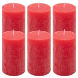 Rusztikus gyertya készlet 11,5 cm Ø 6,8 cm 6 db piros