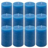 Rusztikus gyertya készlet 11,5 cm Ø 6,8 cm 12 db kék
