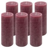 Rusztikus gyertya készlet 20 cm Ø 7,5 cm  6 db bordó
