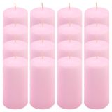 Oszlopos gyertya készlet 10 cm Ø 5 cm 16 db rózsaszín
