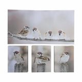 Falfestmény készlet Veréb ágon 4 db