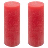 Rusztikus gyertya készlet 20 cm Ø 7,5 cm 2 db piros