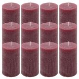 Rusztikus gyertya készlet 11,5 cm Ø 6,8 cm 12 db bordó