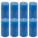 Rusztikus gyertya készlet 10 cm Ø 5 cm 8 db kék
