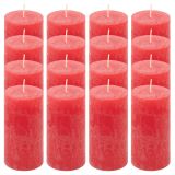 Rusztikus gyertyakészlet 10 cm Ø 5 cm 16 db piros