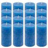 Rusztikus gyertya készlet 10 cm Ø 5 cm  16 db kék