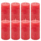 Rusztikus gyertya készlet 10 cm Ø 5 cm  8 db piros