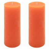 Rusztikus gyertya készlet  20 cm Ø 7,5 cm 2 db narancssárga