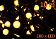 Karácsonyi  LED fényfüzér 10 m - meleg fehér, 100 MAXI LED dióda