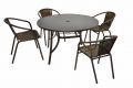 Bistro asztal + 4 polyrattan szék Garth