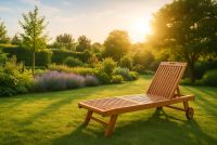 DIVERO Kerti nyugágy kerekekkel 200 cm tíkfa