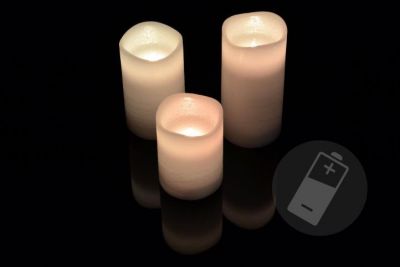 Dekoratív LED készlet - 3 viasz gyertya - fehér