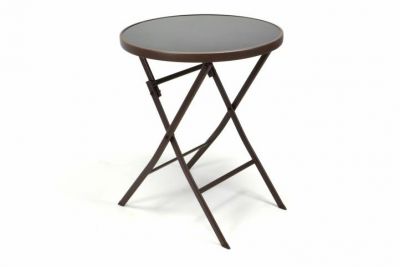 GARTHEN Kerti asztal összecsukható üveglappal barna