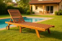 Állítható teakfa nyugágy kerekekkel  összecsukható 200 cm