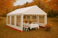 Kerti party sátor 6×4 m PVC 400 g/m²  fehér és piros csíkos