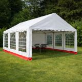 Kerti party sátor 6×4 m PVC 400 g/m²  fehér és piros csíkos