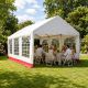 Kerti party sátor 6×4 m PVC 400 g/m²  fehér és piros csíkos