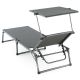 DIVERO Összecsukható kerti nyugágy tetővel XXL Fekete