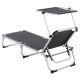 Kerti nyugágy összecsukható napellenzős antracit szín