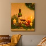 Falikép Gyertya borral  5 LED 30 x 40 cm