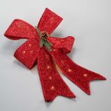 NEXOS Karácsonyi dekoráció piros masni 20LED meleg fehér