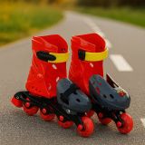 G21 Görkorcsolya állítható 7" - 8,5" piros/szürke