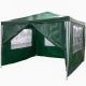 Kerti party sátor 4 oldalfallal - zöld, 3 x 3 m