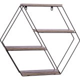 STILISTA Fali hatszögletű polc 51 x 58 x 11 cm sötét fa