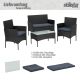 STILISTA Kerti polyrattan bútor készlet 4 db fekete