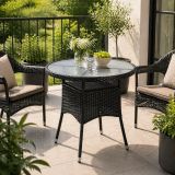 STILISTA Kerti asztal  80 x 80 x 75 cm polyrattan fekete