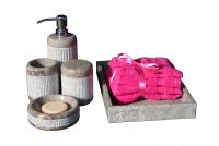 INDERA Kőből készült fürdőszoba készlet szürke