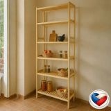 Fenyőából készült polc 6 polc 213x80x33 cm cseh gyártmány