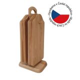 Bükkfa vágódeszka állványon 6 db 28 x 11 x 12 cm