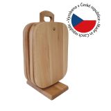 Bükkfa vágódeszka állványon 4 db 31 x 18 cm
