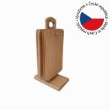 Bükkfa vágódeszka állványon 4 db 31 x 14 cm