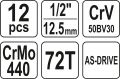 Cattara Csavarkulcs készlet  1/2" 12 táska