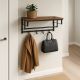 Fali akasztó polccal rúddal és kampókkal ipari stílusú 66 cm