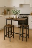 Loft bárszett 1+2 vintage asztal és 2 szék fémből/fából