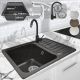 AQUAMARIN Gránit konyhai mosogató 57 x 45 cm fekete