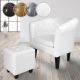 MIADOMODO Chesterfield fotel és lábtartó fehér