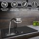 Gránit mosogató csepegtetővel és keverőcsappal fekete