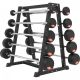 Gorilla Sports Kétkezes súlyzó állvány + súlyzók 282,5 kg