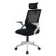 Irodai szék állítható fejtámlával fehér-fekete