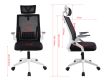 Irodai szék állítható fejtámlával fehér-fekete